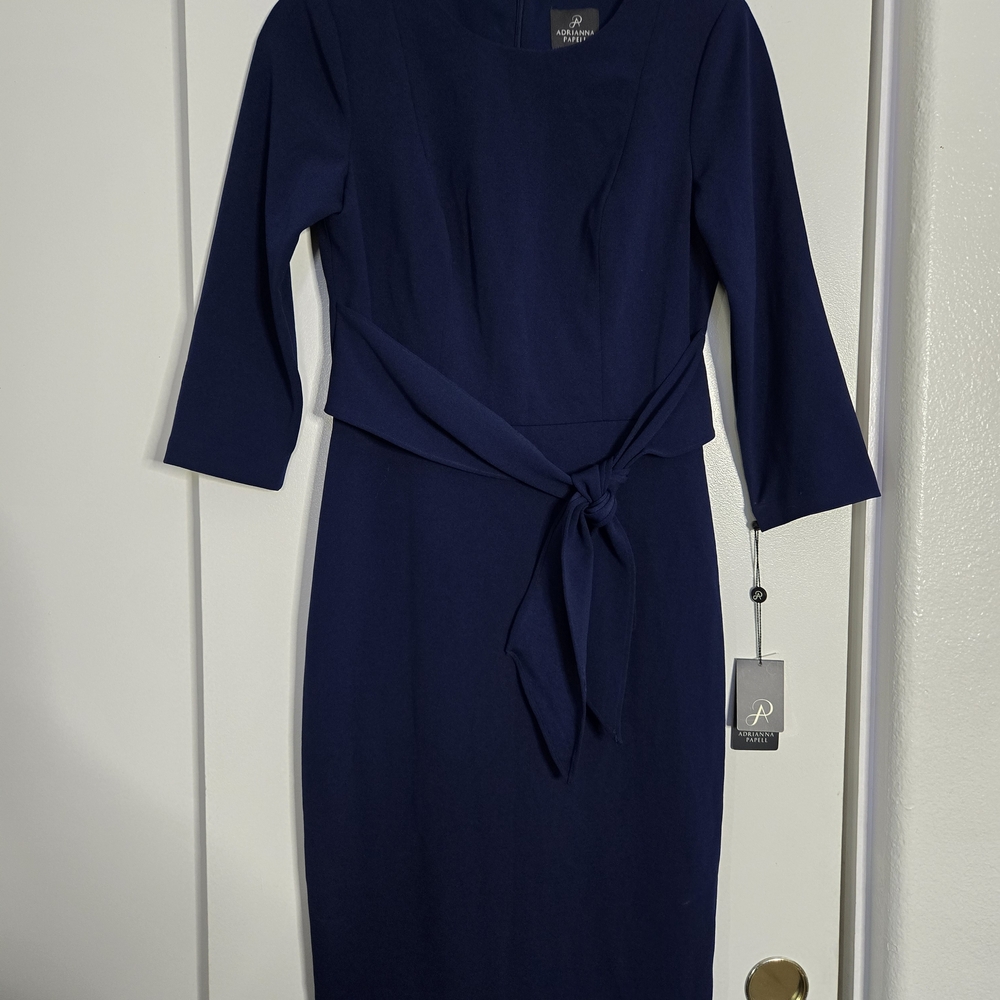 Adrianna Papell Midnight Blue Long Sleeve Dress